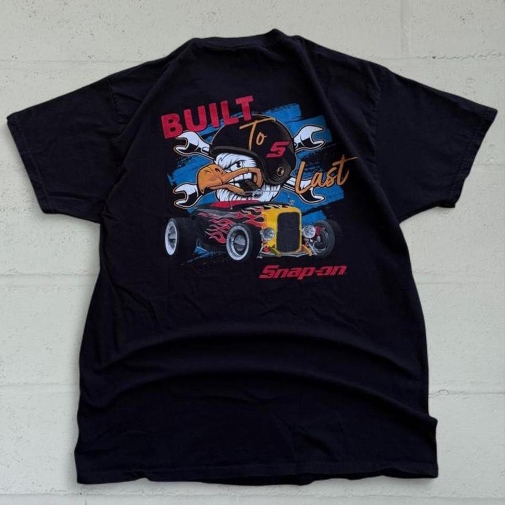Vintage Snap-on Tools Built To Last Hot Rod Graphic Tee Black Mens L Hanes Tag